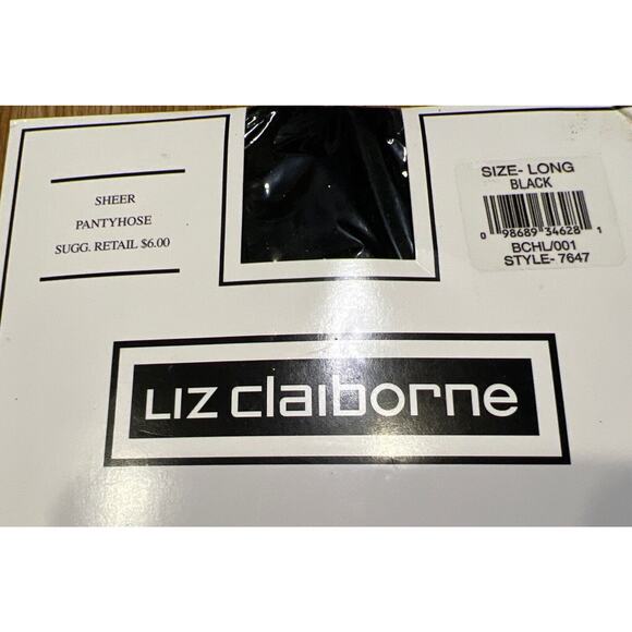 Liz Claiborne Sheer Pantyhose Size LONG Color Black Style 7647 - Picture 3 of 7